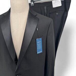 Kenneth Cole Tuxedo Suit Mens 44L 2 Piece Pants 37x32 Black Flex Slim Fit $425